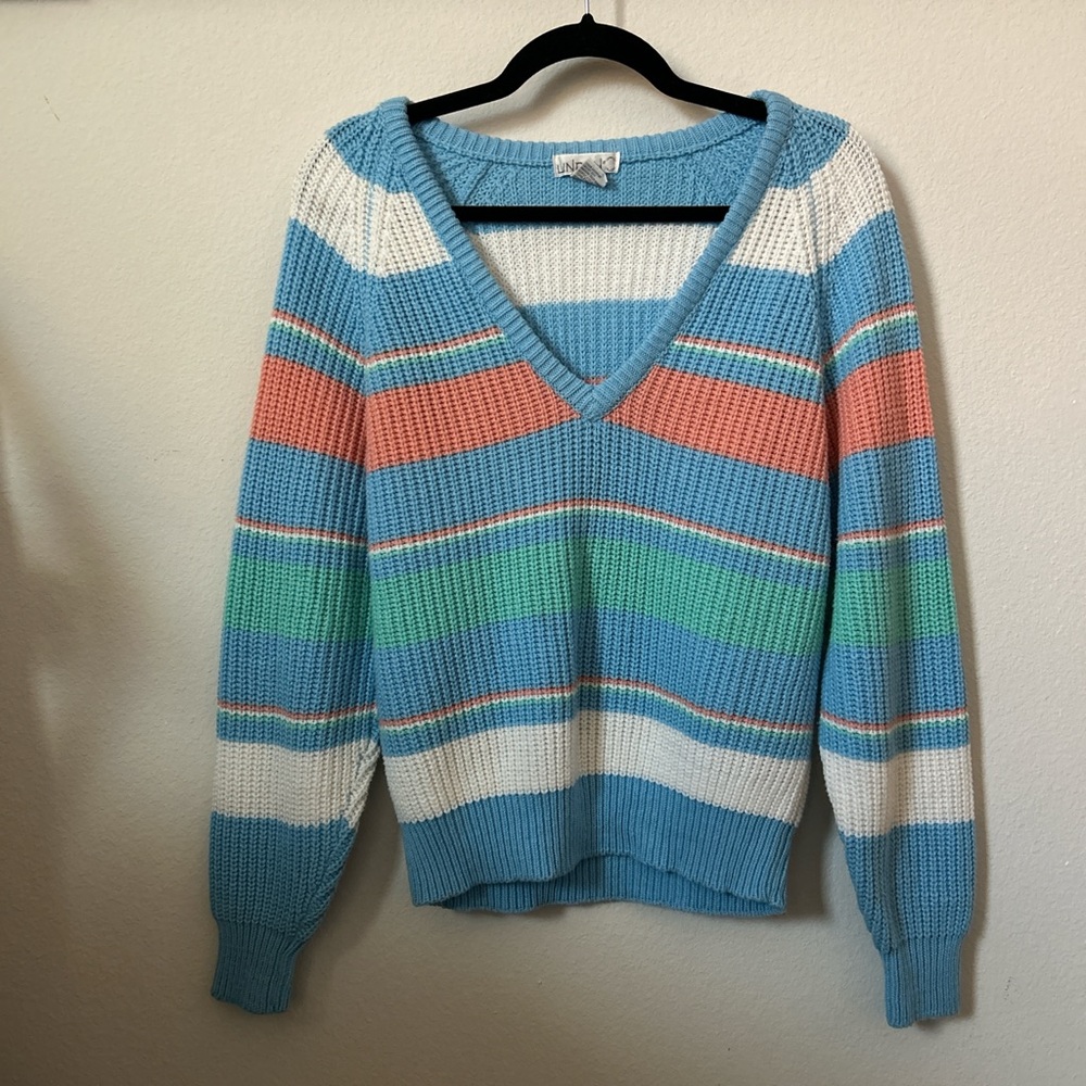 Linden Multi-Colored Knit V-Neck Sweater